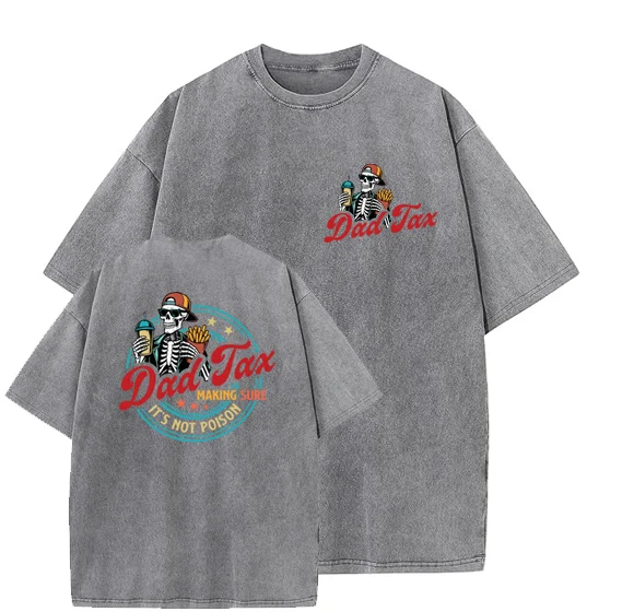 Dad Tax Washed And Distressed Pattern T-Shirt