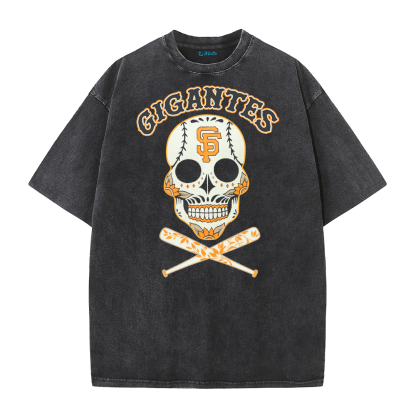 Giants Skull Graphic Washed T-Shirt – San Francisco Vintage Street Style Cotton Tee