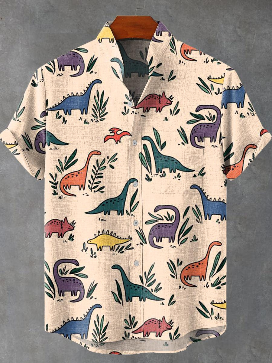 Vintage Dinosaur Print Short Sleeve Shirt