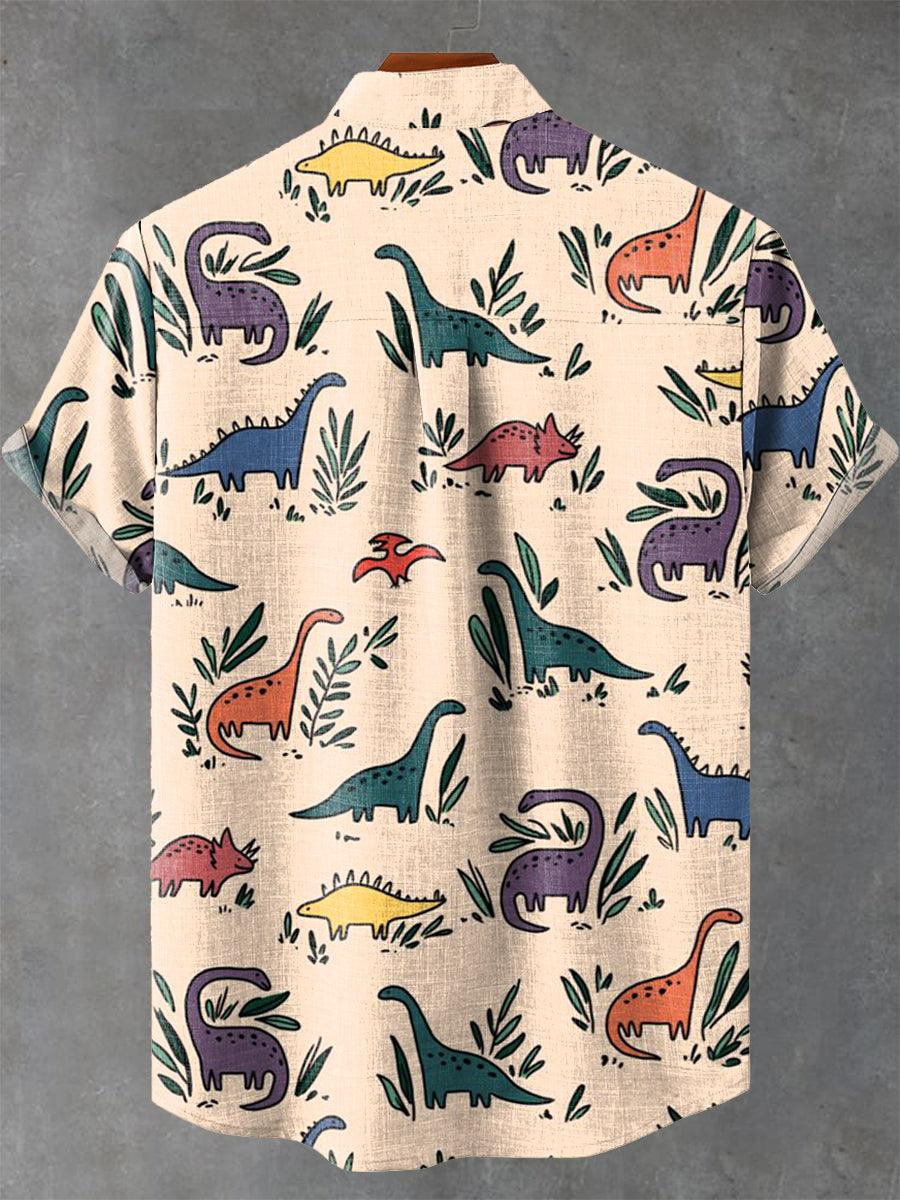Vintage Dinosaur Print Short Sleeve Shirt