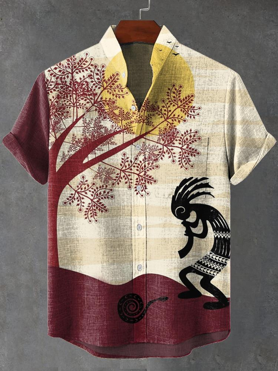 Men's Kokopelli Tribal Print Short Sleeve Shirt