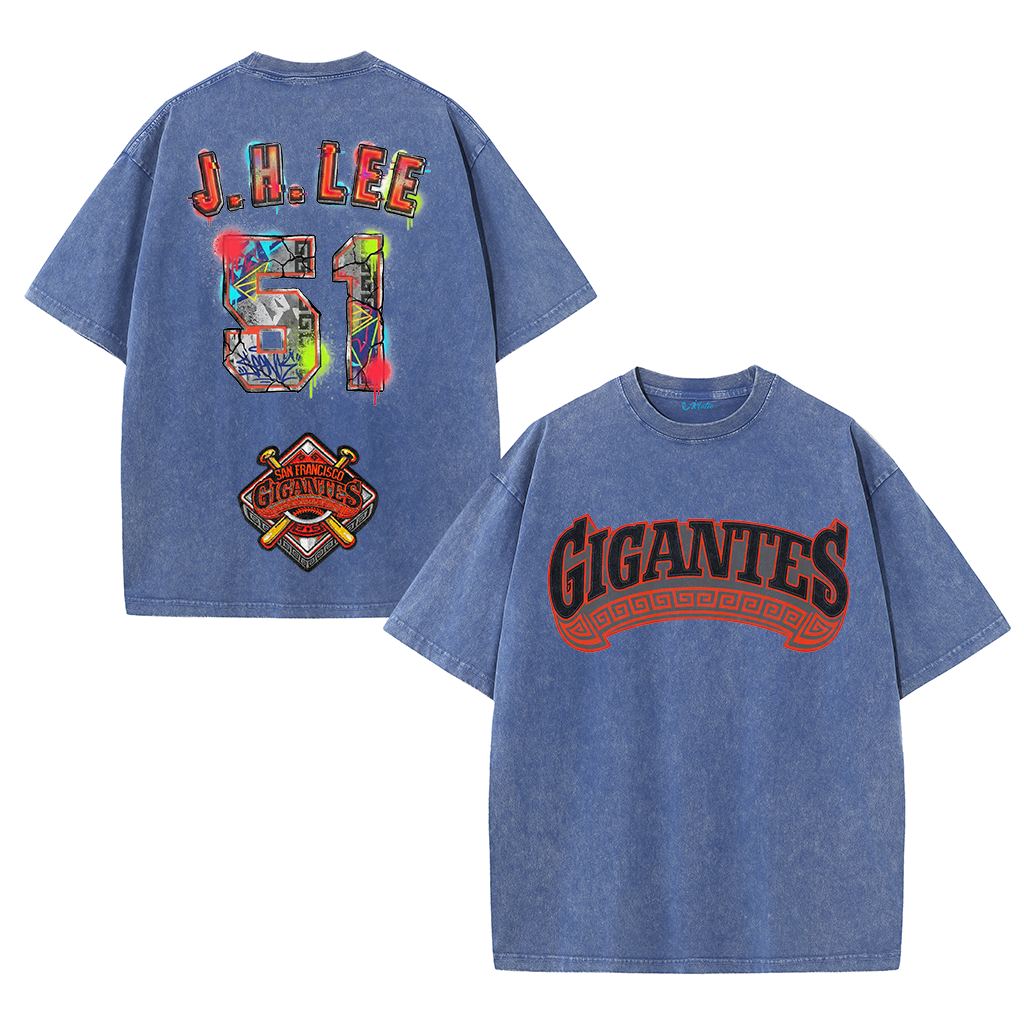 Gigantes 51 Urban Art Tee – Vintage Washed Double-Sided Graphic T-Shirt