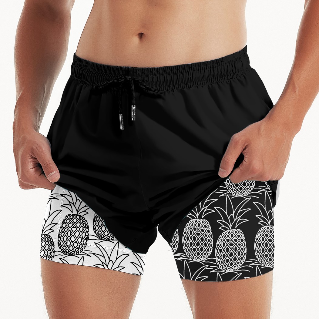 Cool Pineapple (Compression Lined Swim Trunks)
