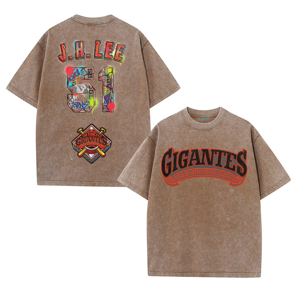 Gigantes 51 Urban Art Tee – Vintage Washed Double-Sided Graphic T-Shirt