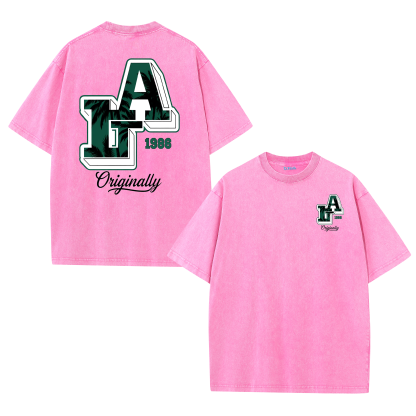 LA Back Print Vintage Washed T-Shirt – Y2K Cotton Streetwear Graphic Tee