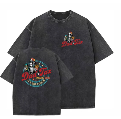 Dad Tax Washed And Distressed Pattern T-Shirt