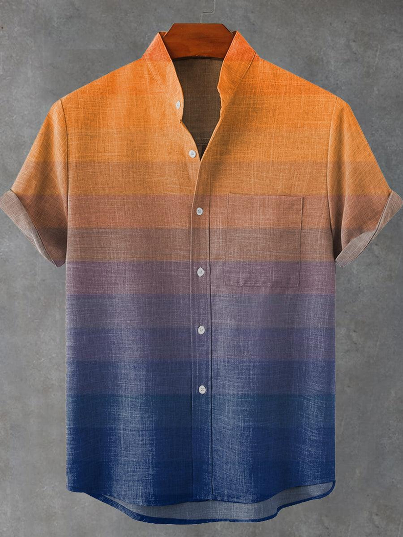 Men's Retro Color Block Shirt