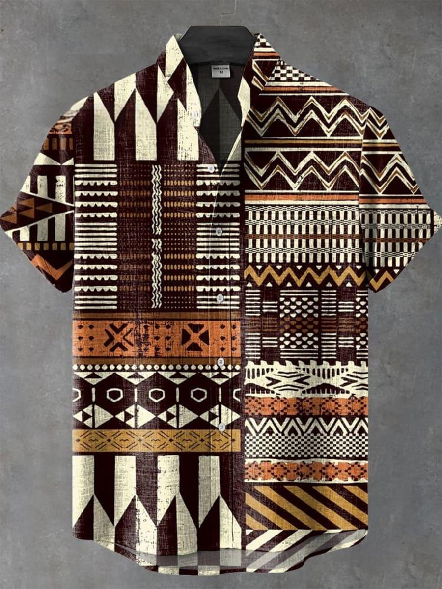 Vintage Abstract Art Print Short Sleeve Shirt