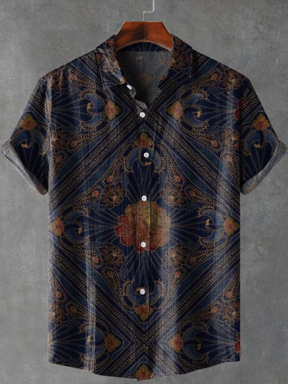 Vintage Floral Print Casual Shirt