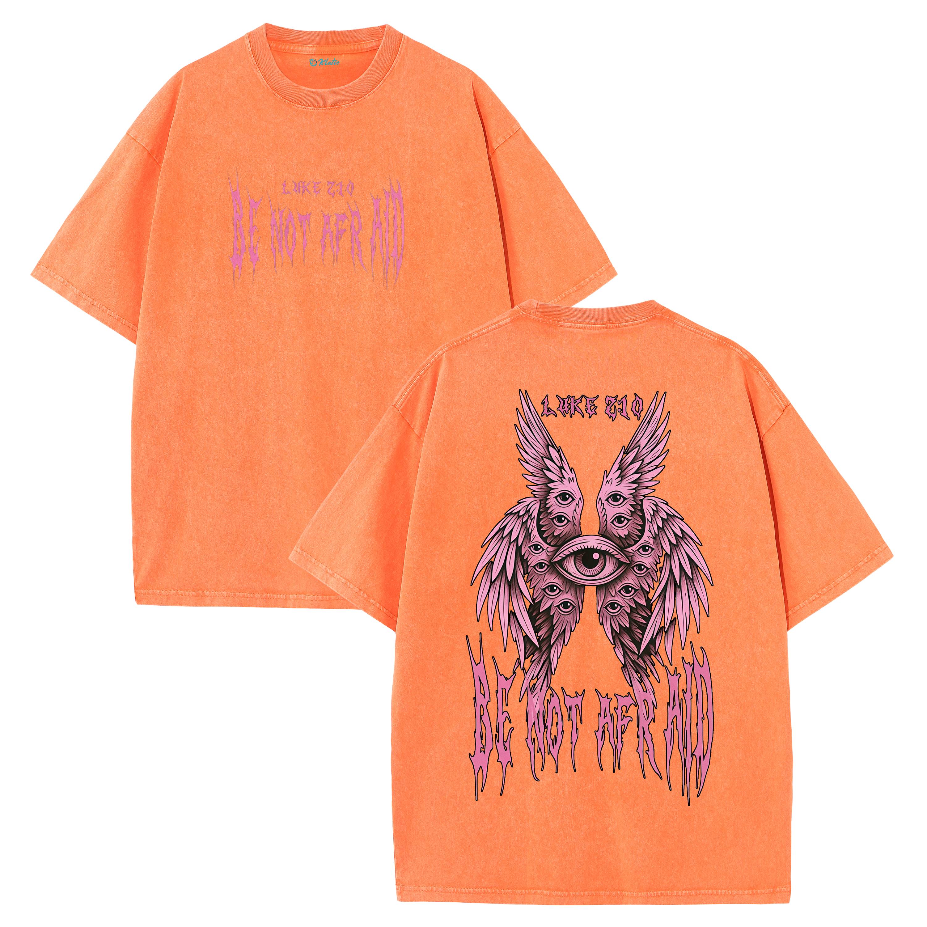 Fear Not Seraphim Vintage Washed T-Shirt – Six-Wing Angel Faith Graphic Oversized Tee