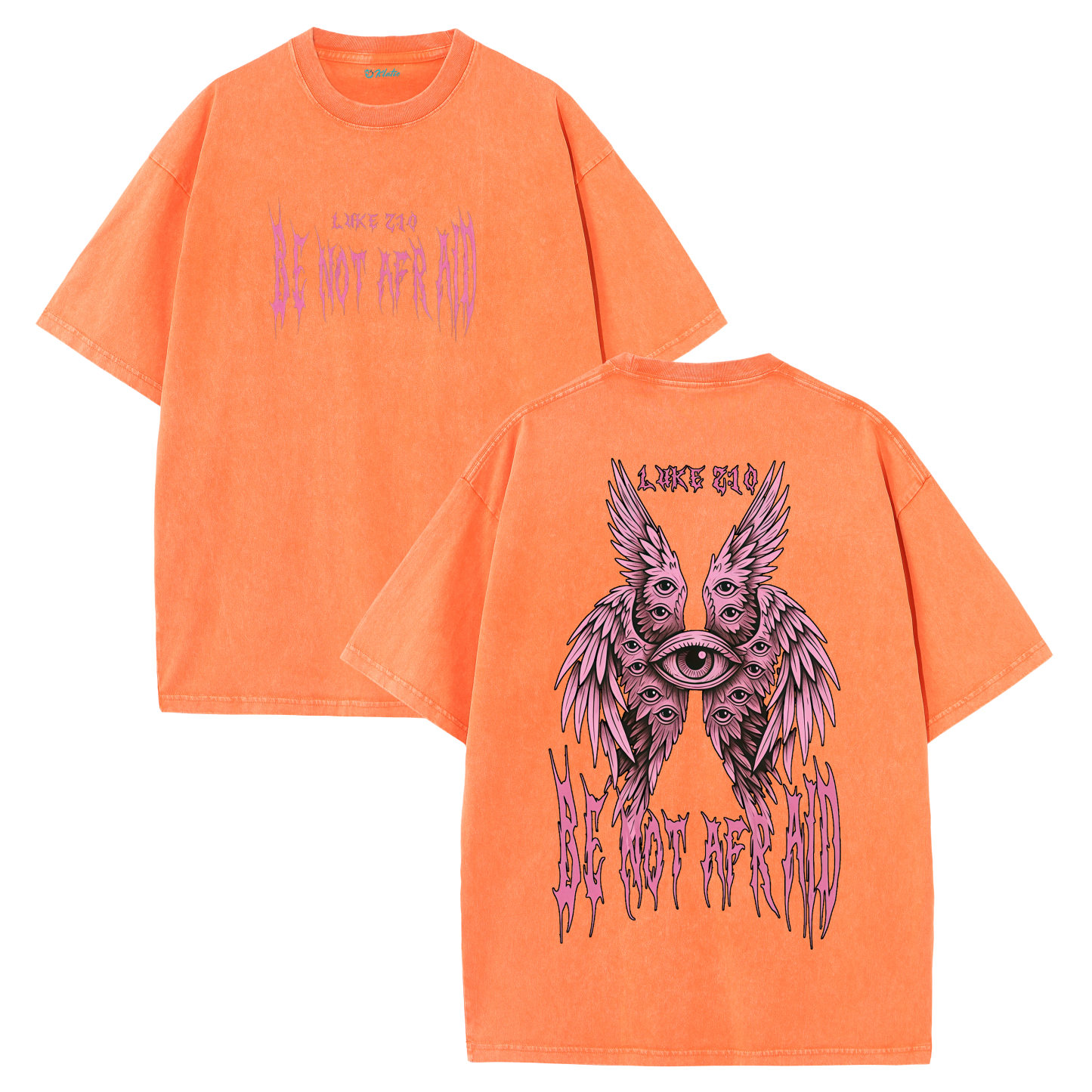 Fear Not Seraphim Vintage Washed T-Shirt – Six-Wing Angel Faith Graphic Oversized Tee