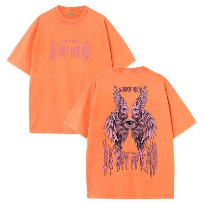 Fear Not Seraphim Vintage Washed T-Shirt – Six-Wing Angel Faith Graphic Oversized Tee