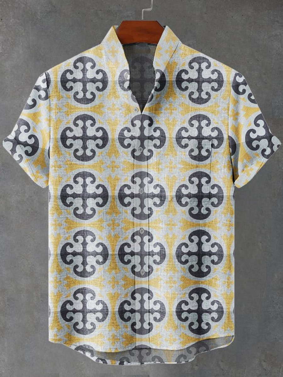 Retro Geometric Tile Print Shirt