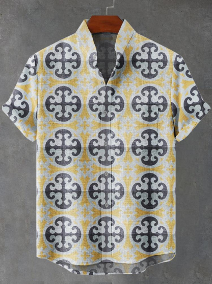 Retro Geometric Tile Print Shirt