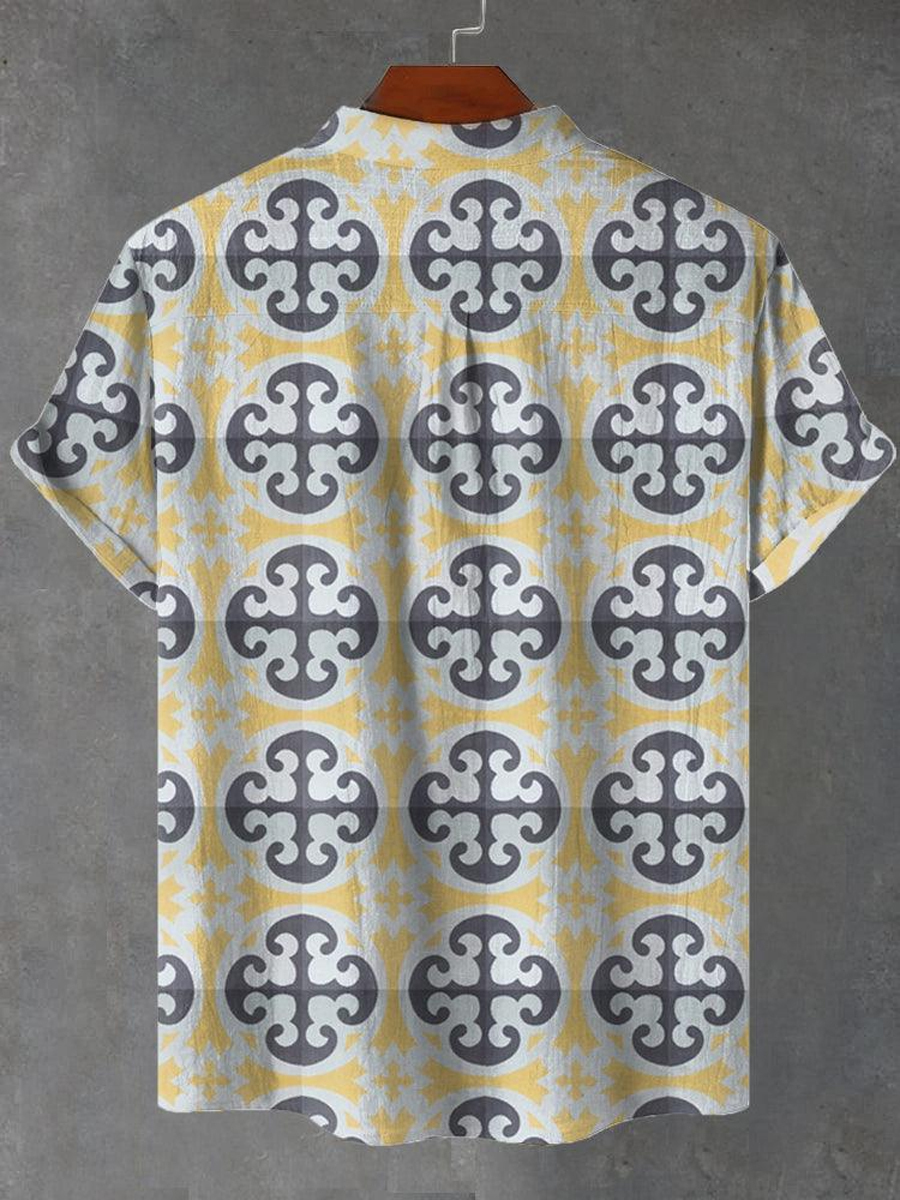 Retro Geometric Tile Print Shirt