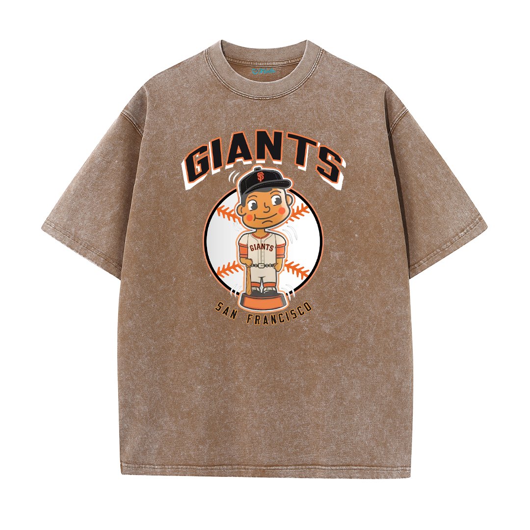 San Francisco Baseball Cartoon Graphic Vintage Washed T-Shirt