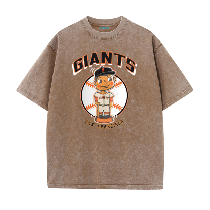 San Francisco Baseball Cartoon Graphic Vintage Washed T-Shirt