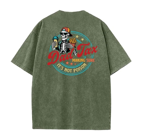 Dad Tax Washed And Distressed Pattern T-Shirt
