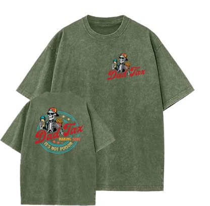 Dad Tax Washed And Distressed Pattern T-Shirt