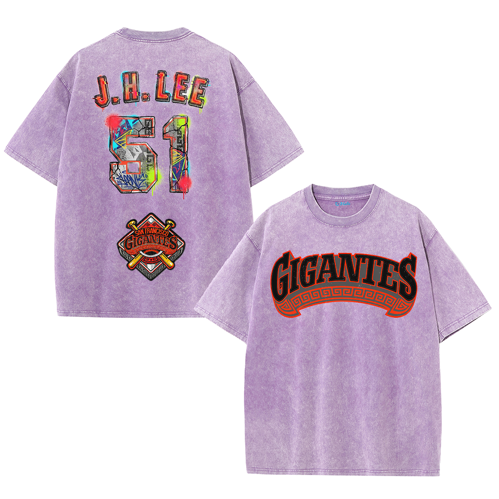 Gigantes 51 Urban Art Tee – Vintage Washed Double-Sided Graphic T-Shirt