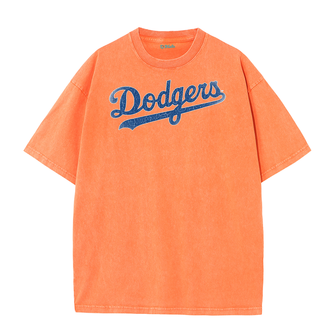 Retro LA Lettering Tee – Distressed 17 Number Back Graphic Washed T-Shirt