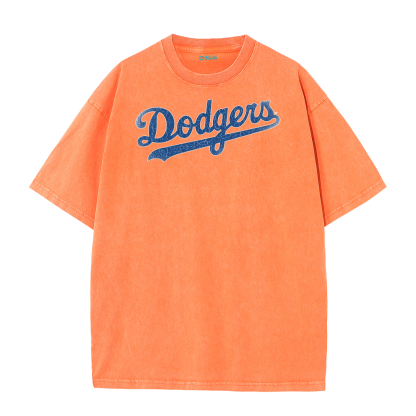 Retro LA Lettering Tee – Distressed 17 Number Back Graphic Washed T-Shirt