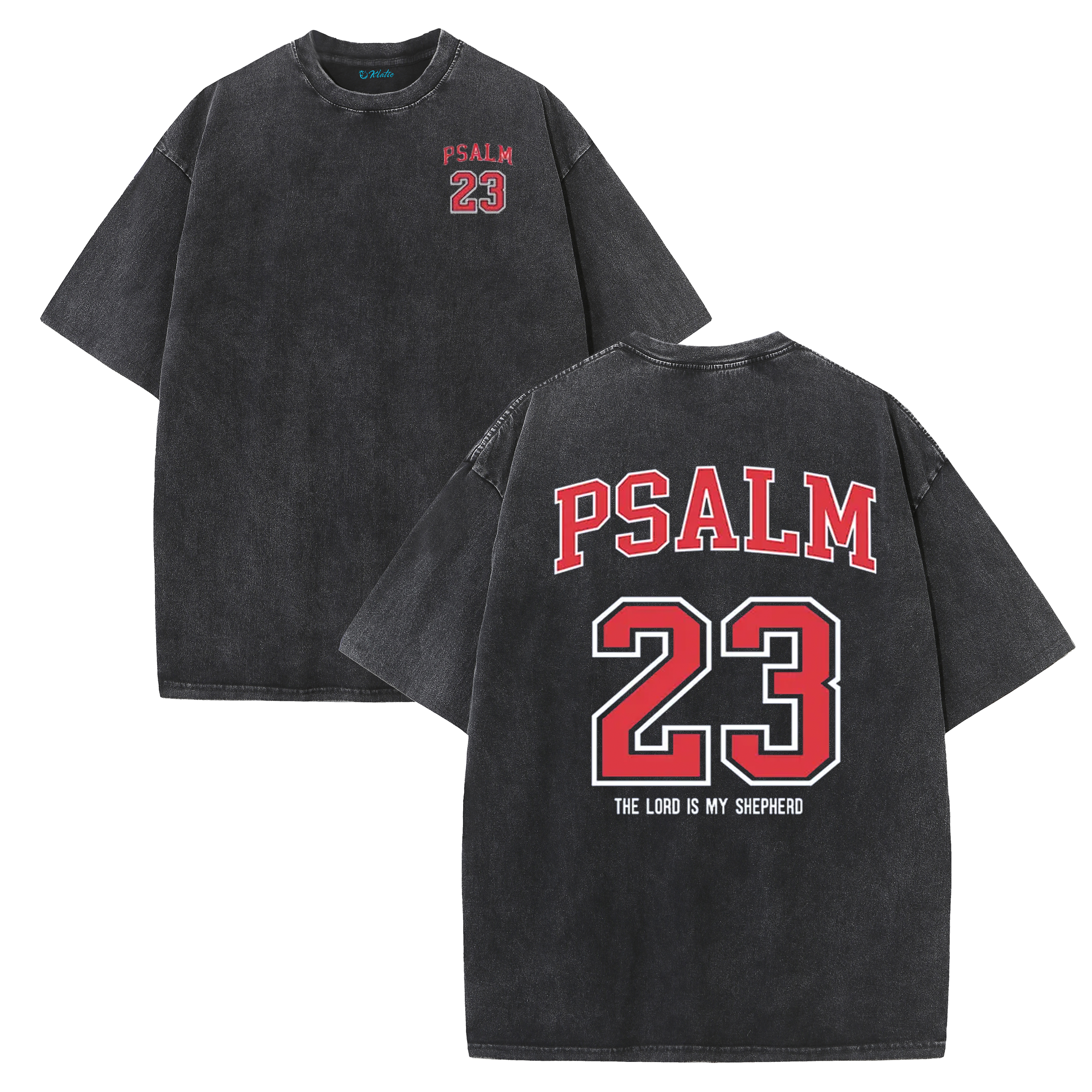 Psalm 23 The Lord Is My Shepherd Vintage Washed T-Shirt – Christian Faith Graphic Oversized Tee