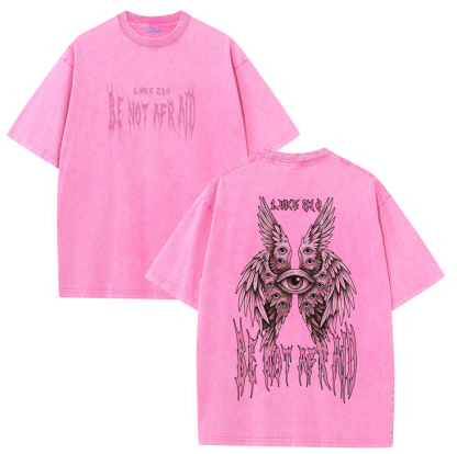 Fear Not Seraphim Vintage Washed T-Shirt – Six-Wing Angel Faith Graphic Oversized Tee