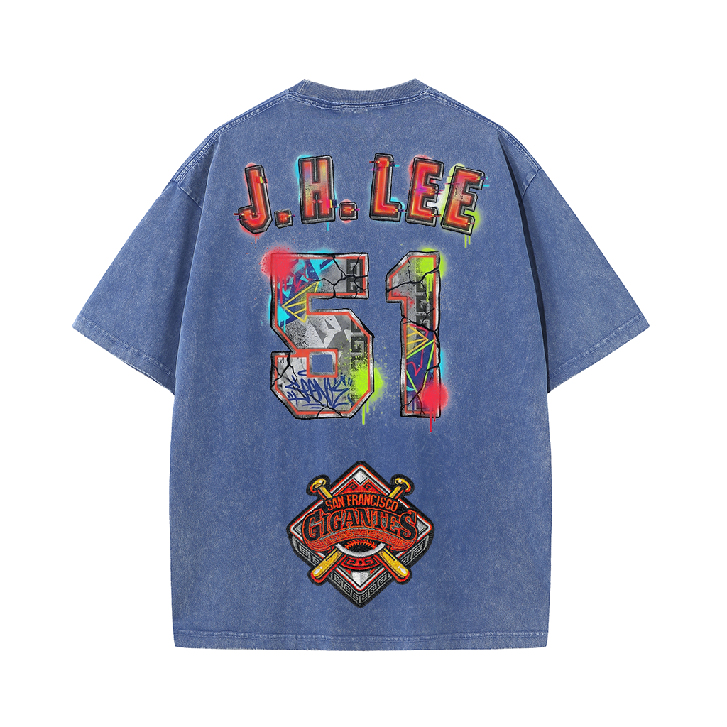 Gigantes 51 Urban Art Tee – Vintage Washed Double-Sided Graphic T-Shirt