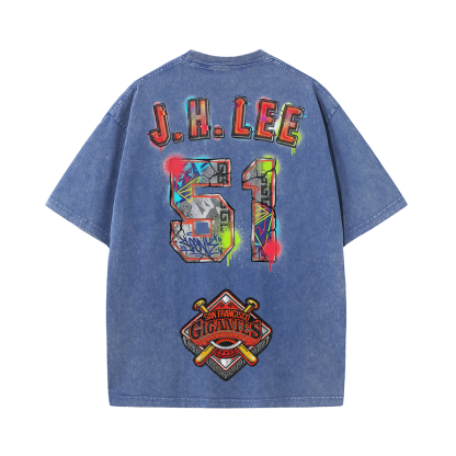 Gigantes 51 Urban Art Tee – Vintage Washed Double-Sided Graphic T-Shirt