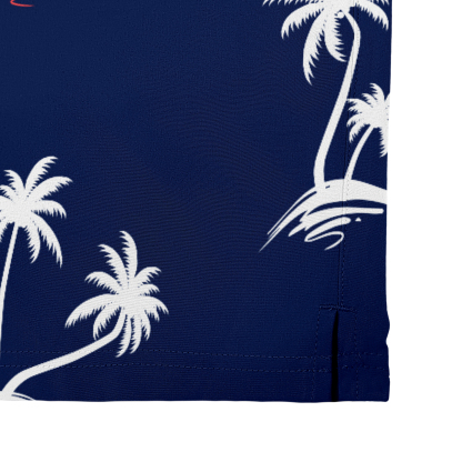 Navy Palm Tree (Compression Lined Swim Trunks)