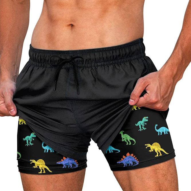 Brilliant Dino(Compression Lined Swim Trunks)