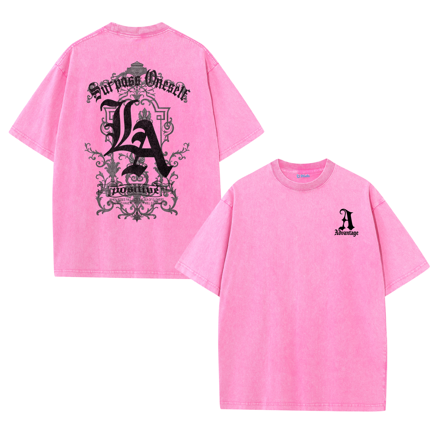 LA Letter Back Print Vintage Washed T-Shirt – Cotton Streetwear Graphic Tee