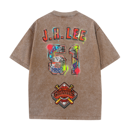 Gigantes 51 Urban Art Tee – Vintage Washed Double-Sided Graphic T-Shirt