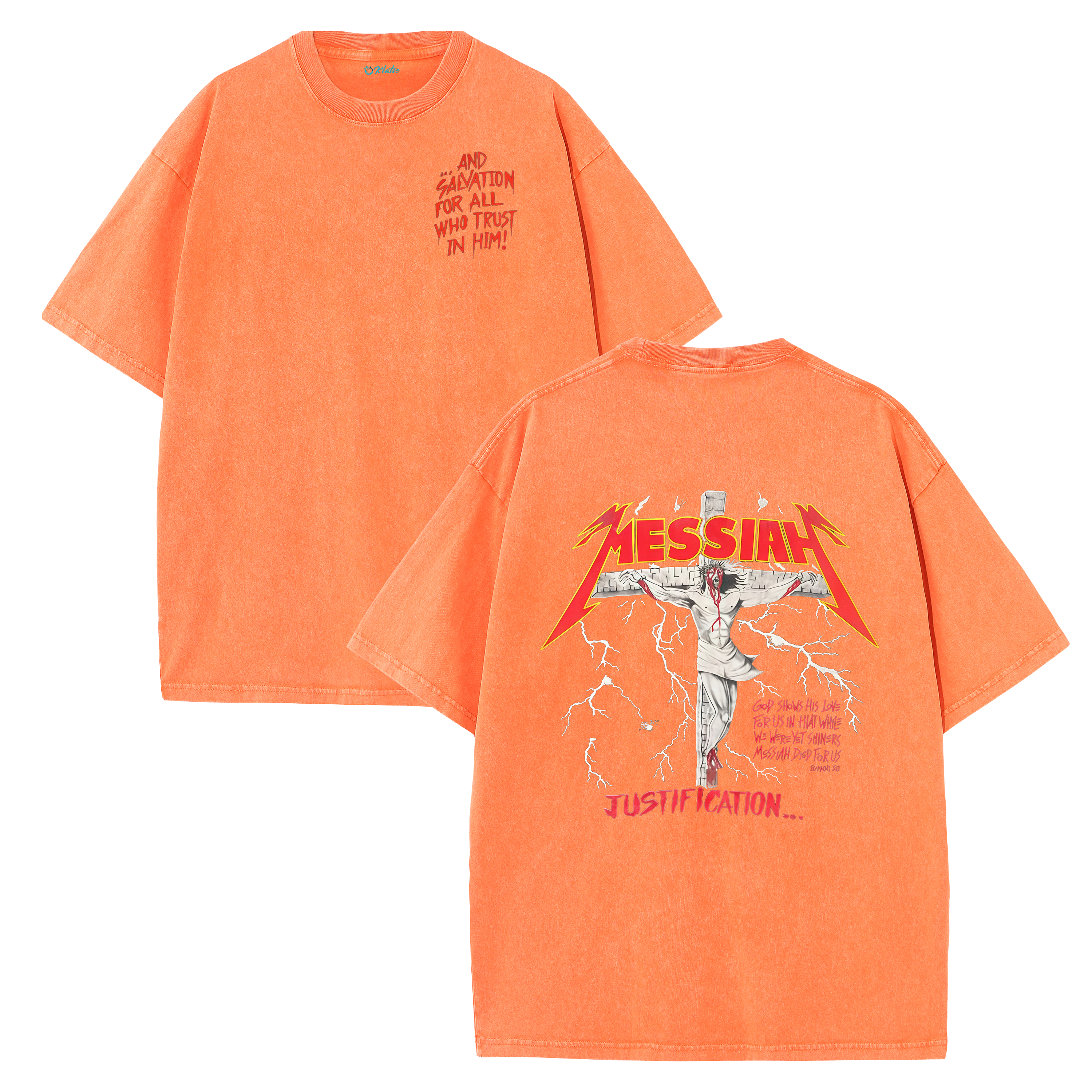 Jesus Messiah Cross Vintage Washed T-Shirt – Distressed Faith Graphic Oversized Tee