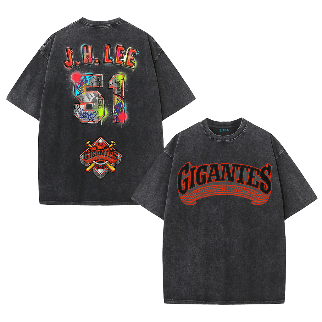 Gigantes 51 Urban Art Tee – Vintage Washed Double-Sided Graphic T-Shirt