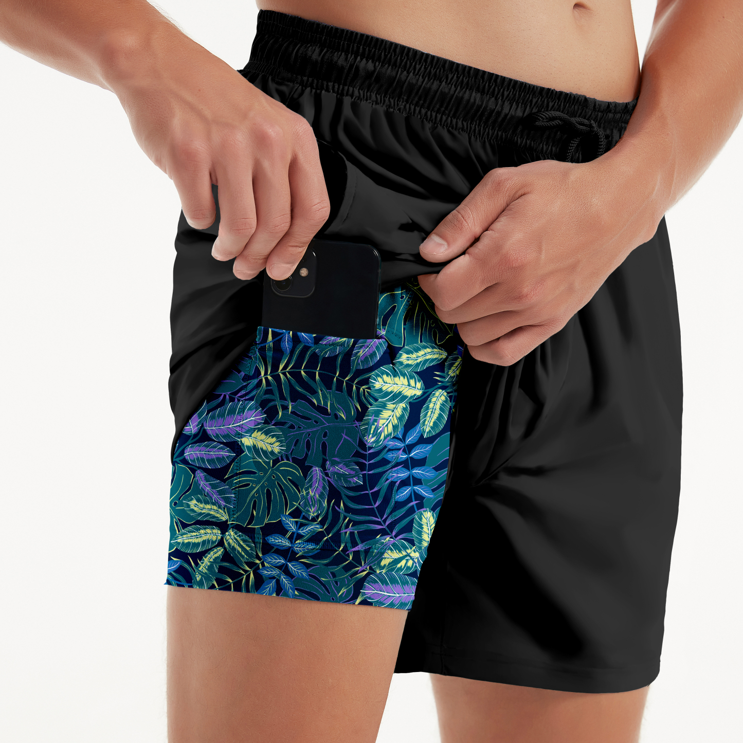 Tropical Leaves(Compression Lined Swim Trunks)