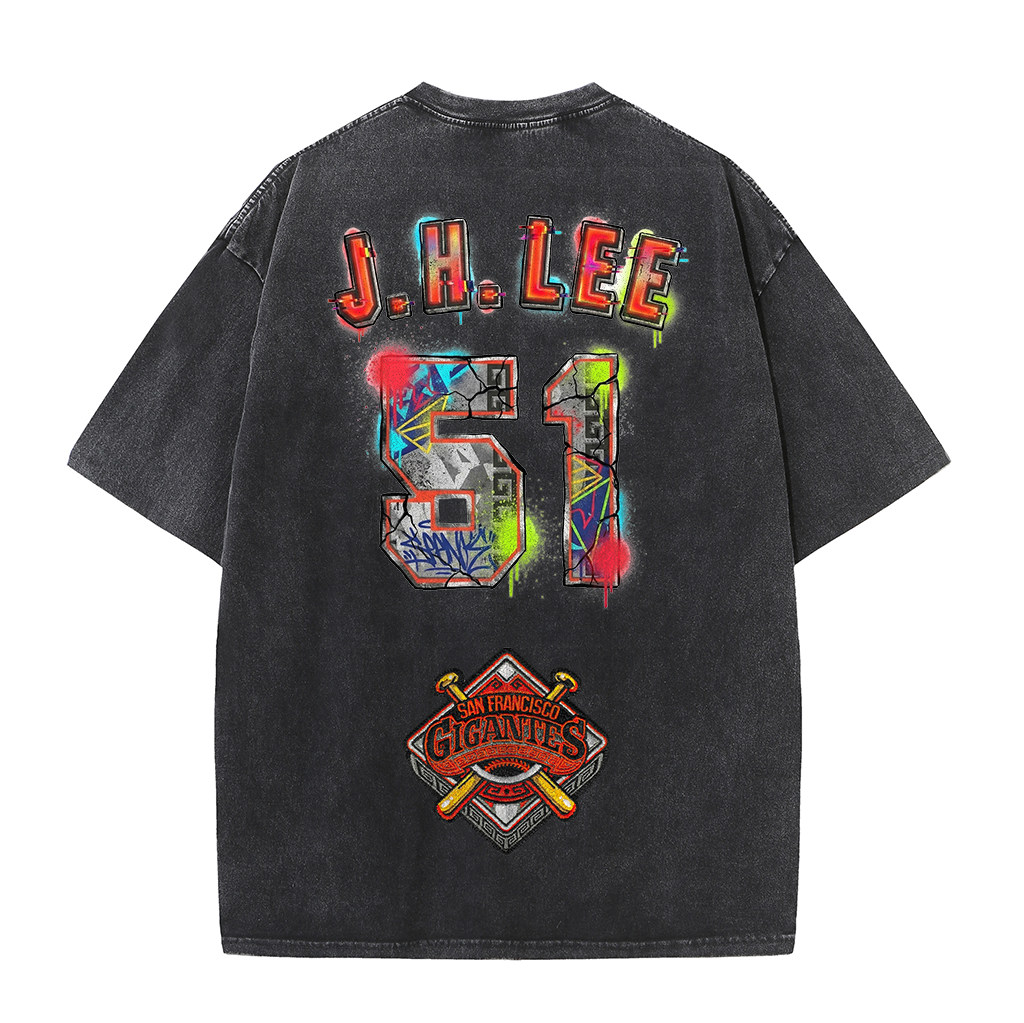 Gigantes 51 Urban Art Tee – Vintage Washed Double-Sided Graphic T-Shirt