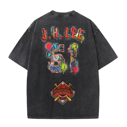 Gigantes 51 Urban Art Tee – Vintage Washed Double-Sided Graphic T-Shirt