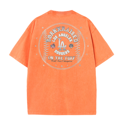 Vintage LA Circle Logo Washed T-Shirt – Retro Baseball Graphic Streetwear Tee