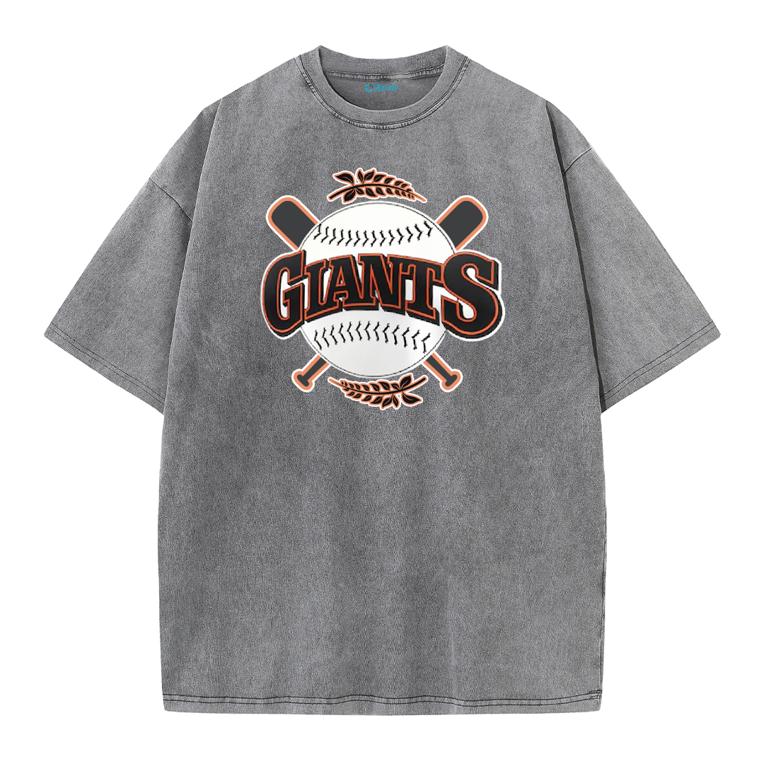 Vintage Washed Baseball Graphic T-Shirt – Crossed Bats Streetwear Tee