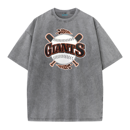 Vintage Washed Baseball Graphic T-Shirt – Crossed Bats Streetwear Tee