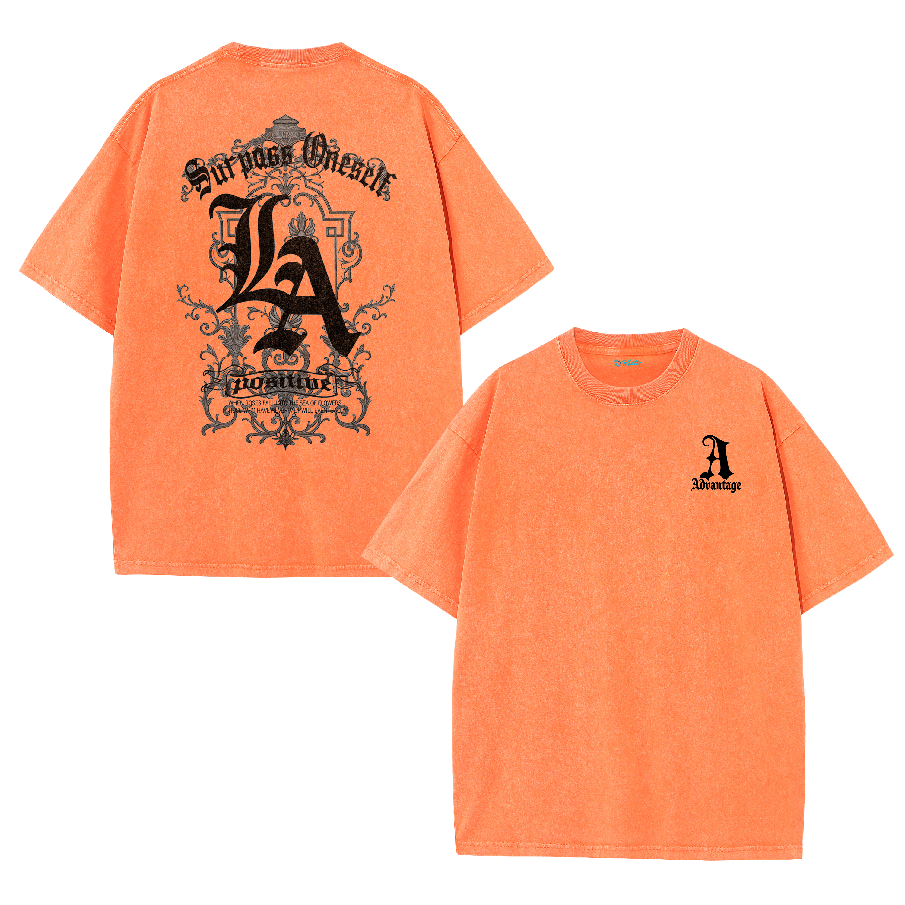 LA Letter Back Print Vintage Washed T-Shirt – Cotton Streetwear Graphic Tee