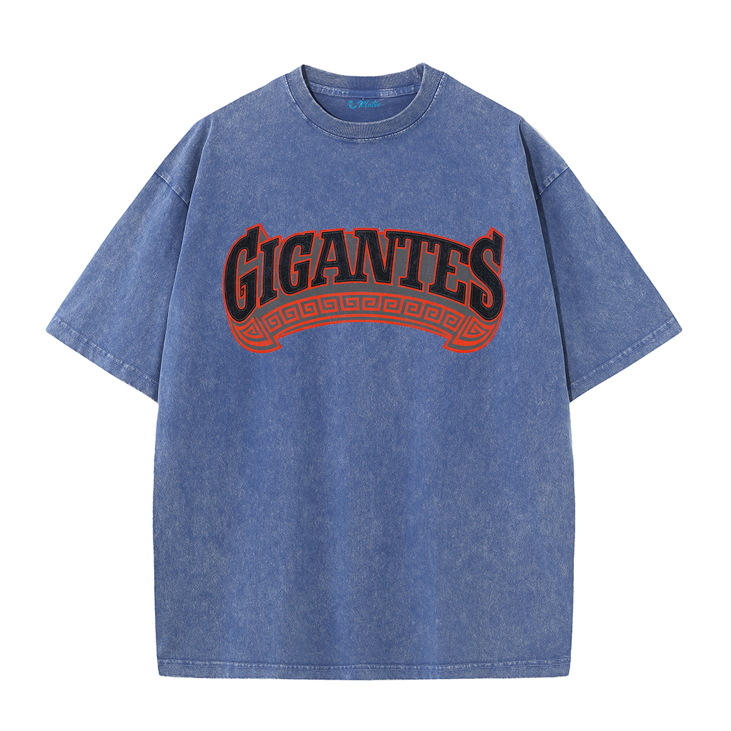 Gigantes 51 Urban Art Tee – Vintage Washed Double-Sided Graphic T-Shirt