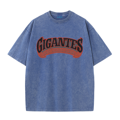Gigantes 51 Urban Art Tee – Vintage Washed Double-Sided Graphic T-Shirt