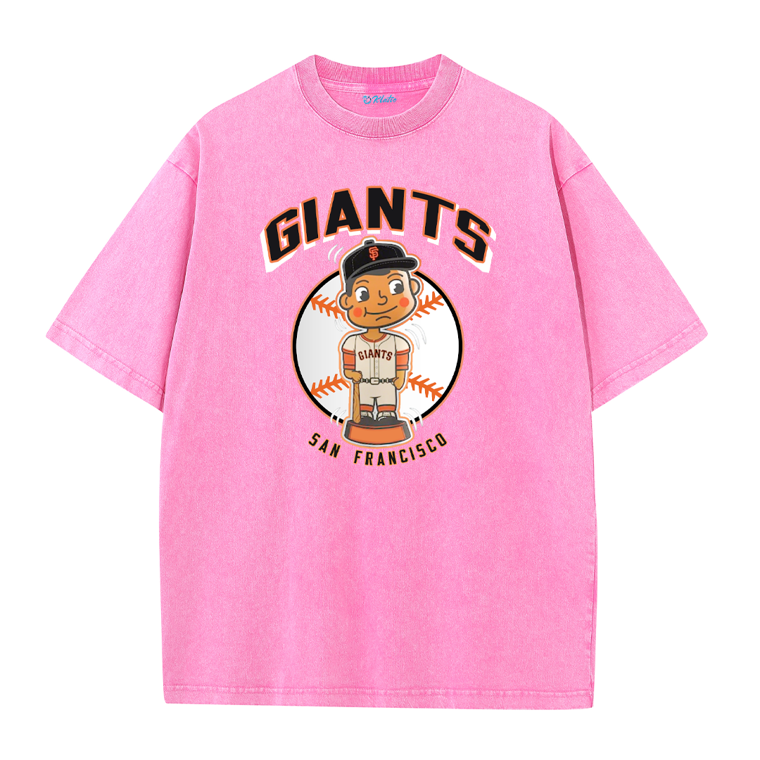 San Francisco Baseball Cartoon Graphic Vintage Washed T-Shirt