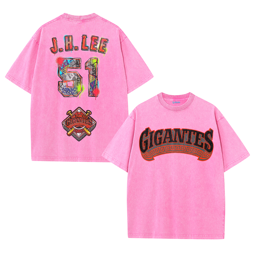 Gigantes 51 Urban Art Tee – Vintage Washed Double-Sided Graphic T-Shirt