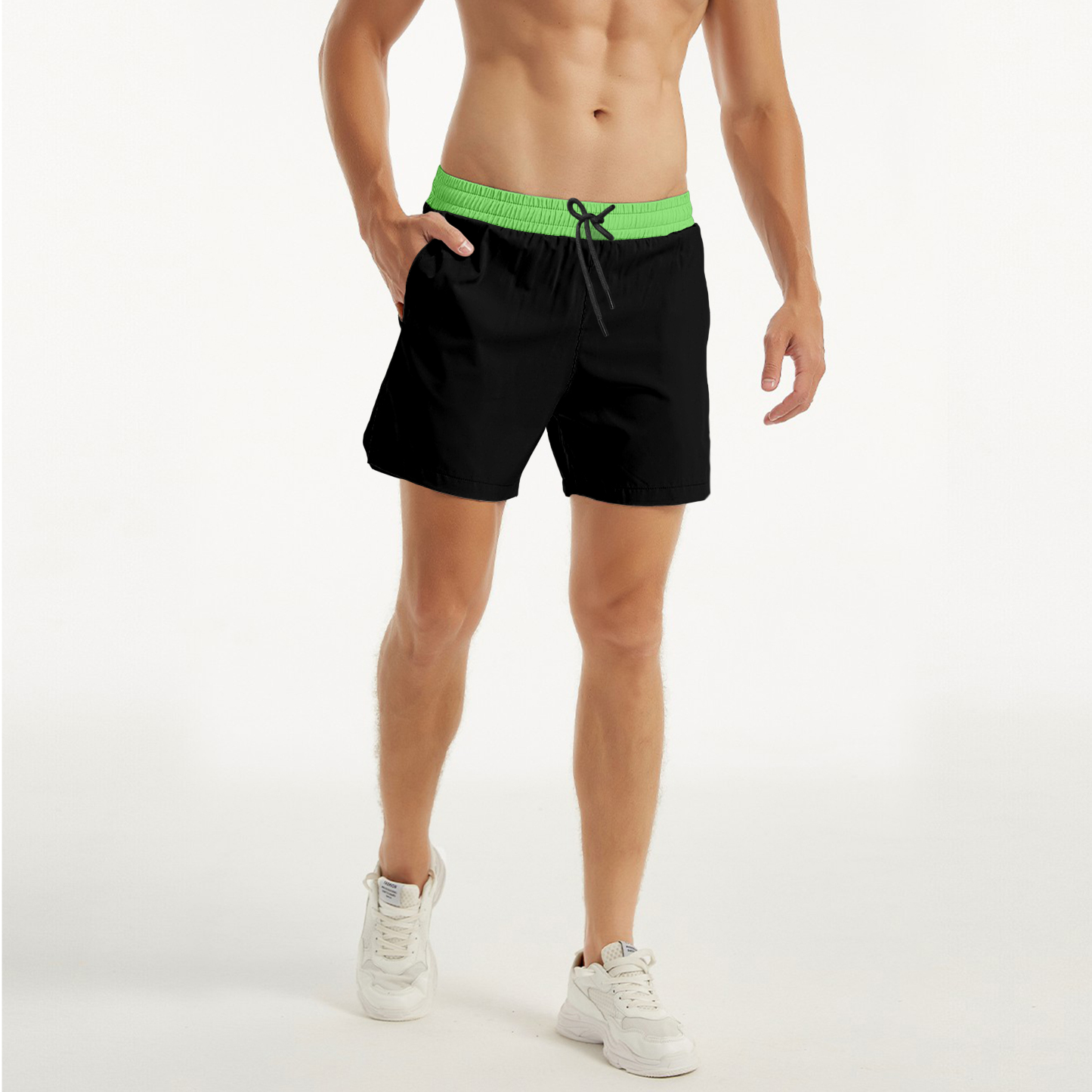 Black with Green (Hybrid Gym/Swim Shorts)