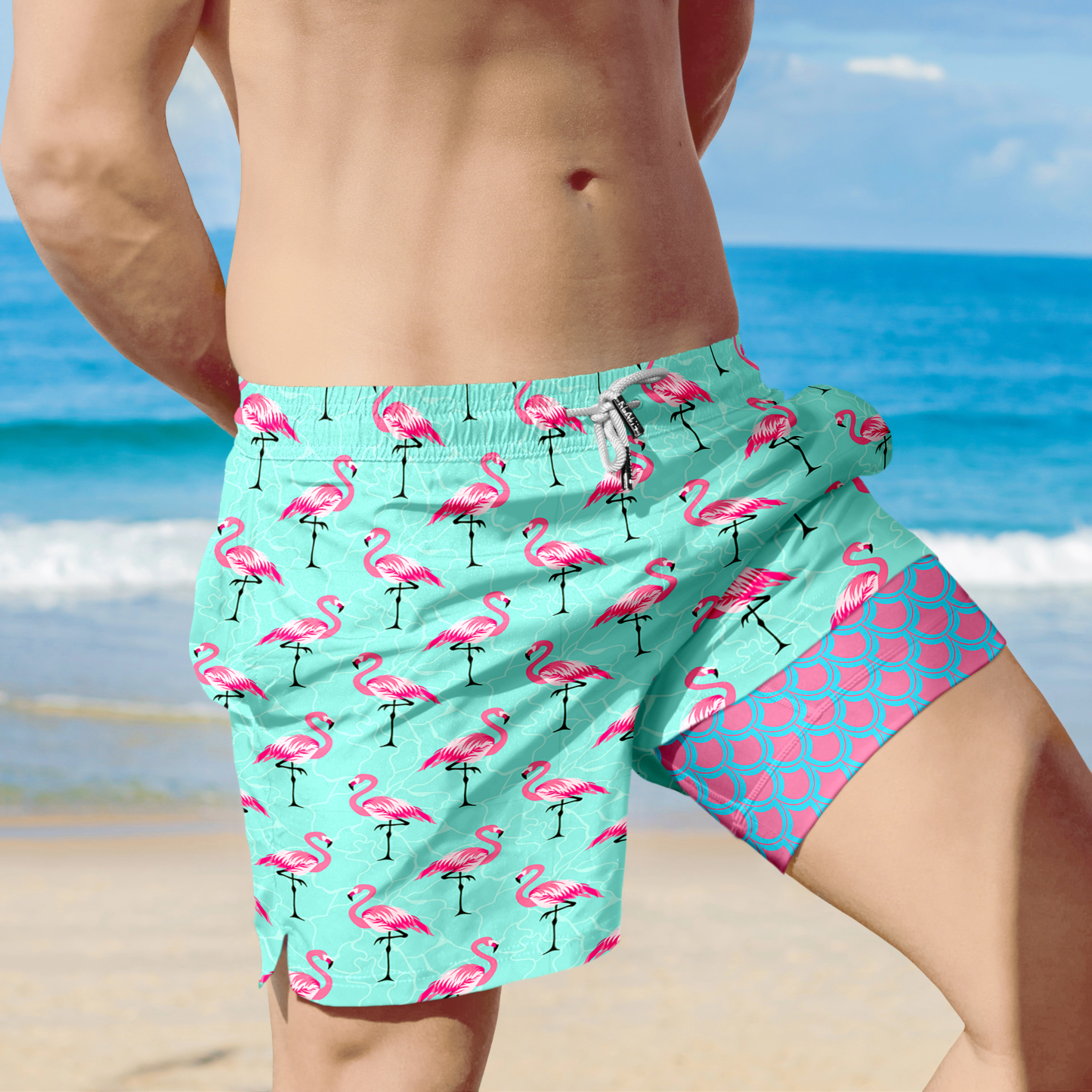 Flamingo (Compression Lined Swim Trunks)