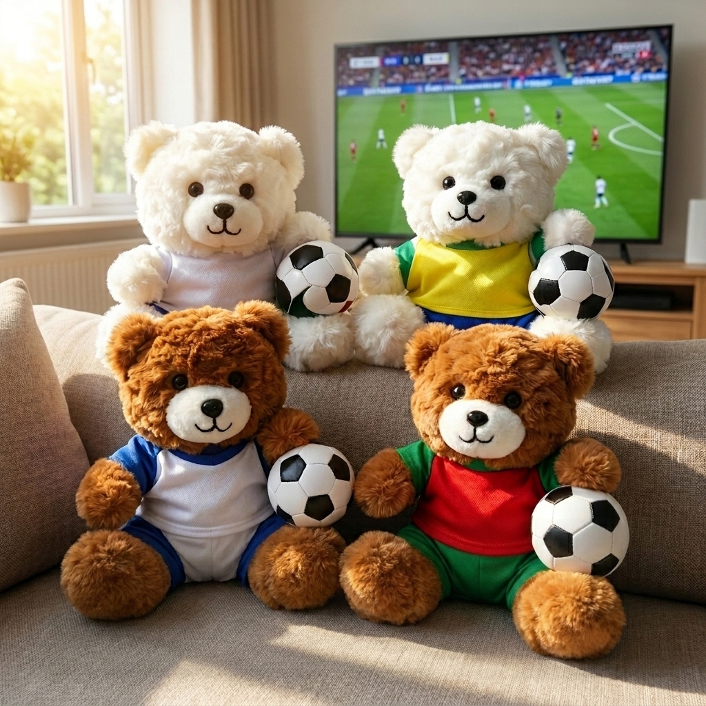 Muñeco de peluche de oso de fútbol personalizado, lindo equipo de fútbol, ​​oso de peluche, regalo de recuerdo para fanáticos - miscalcetinescaramx